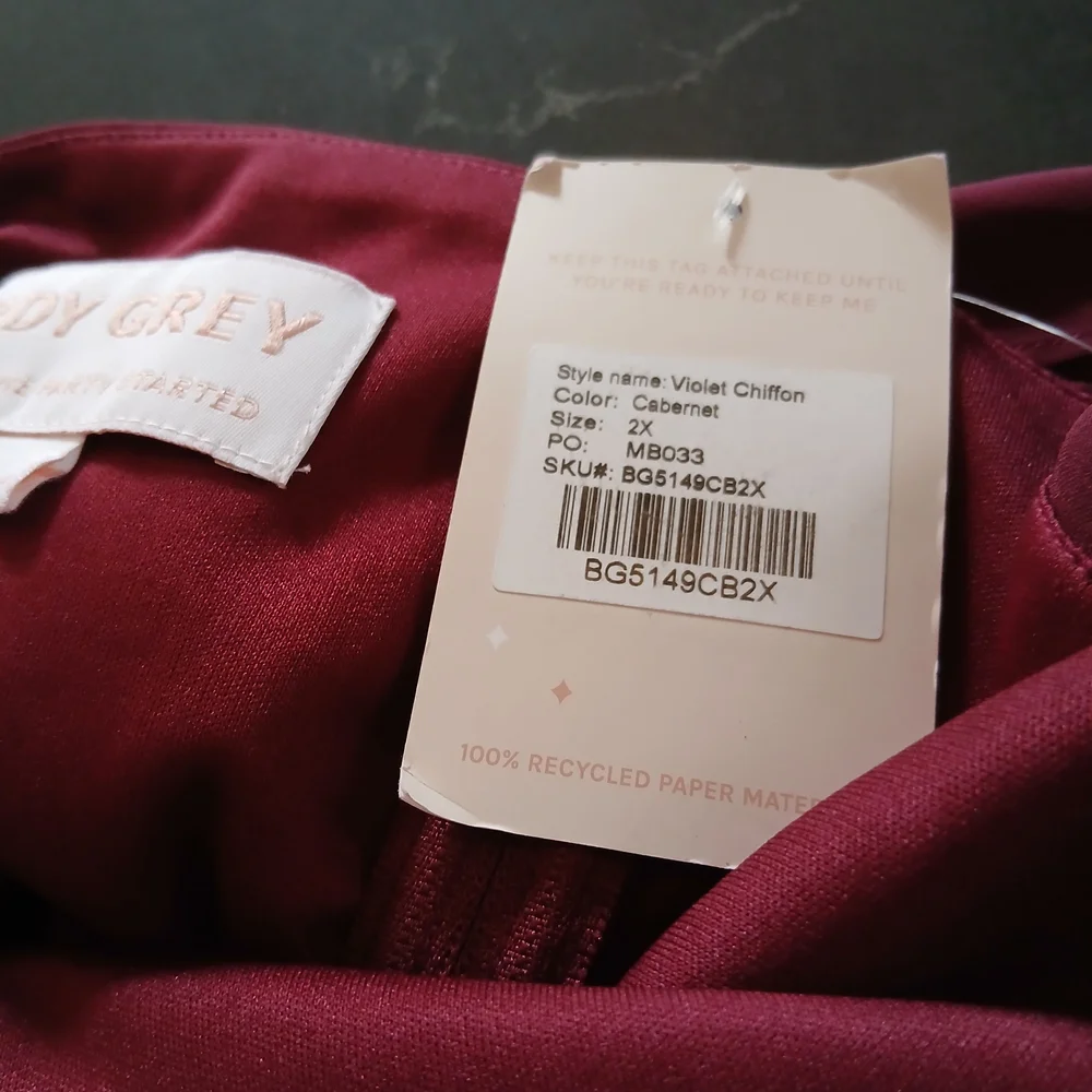 NWT Birdy Grey Violet Chiffon Cabernet Maxi Dress 2X - Picture 4 of 4